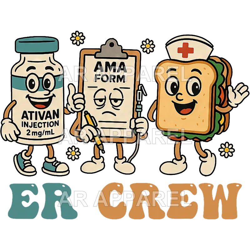 Retro ER Crew Emergency Room Funny ER ED Nurse Tech T Shirt design preview
